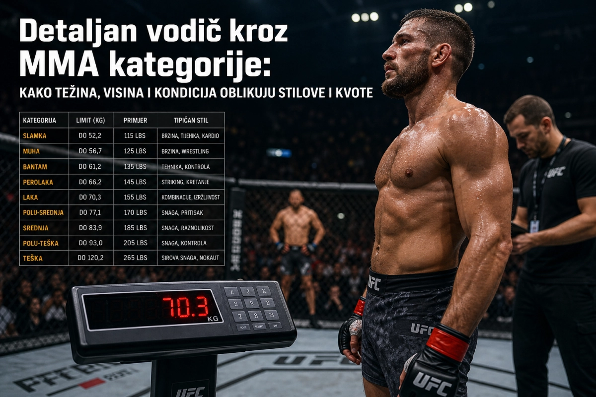 Detaljan vodič kroz MMA kategorije: kako težina, visina i kondicija oblikuju stilove i kvote